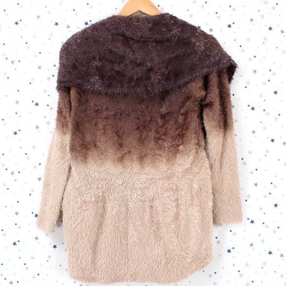 Fuzzy Ombre Cardigan Sweater Brown - Picture 7 of 7